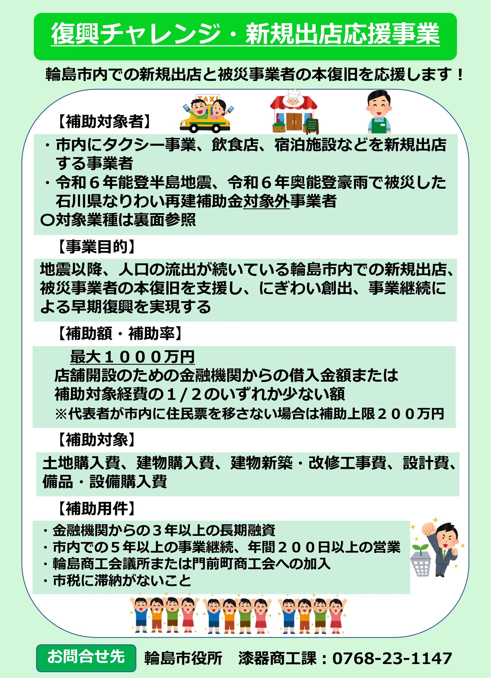 復興チャレンジ新規出店応援事業1 チラシ表面